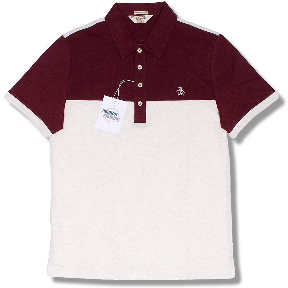 Original Penguin Retro 60's Mod Constrast Panel Polo Shirt Cream Marl